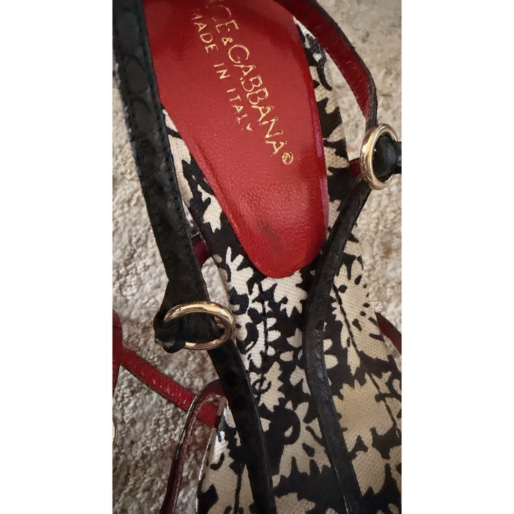 Dolce & Gabbana Strapped Sandal floral White & Black Sz EU 36.5 6 US Red Bottom - Picture 14 of 15